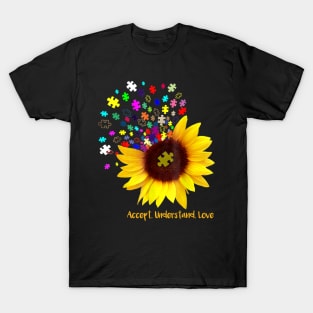 Sunflower Accept Understand Love Autism Awareness T-Shirt